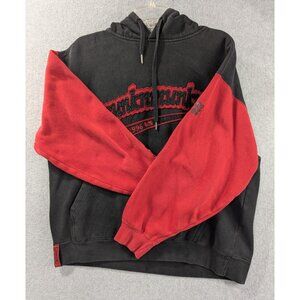 Vintage Drunknmonky Hoodie Mens SZ L Black Red Pullover Varsity Lettering Y2K
